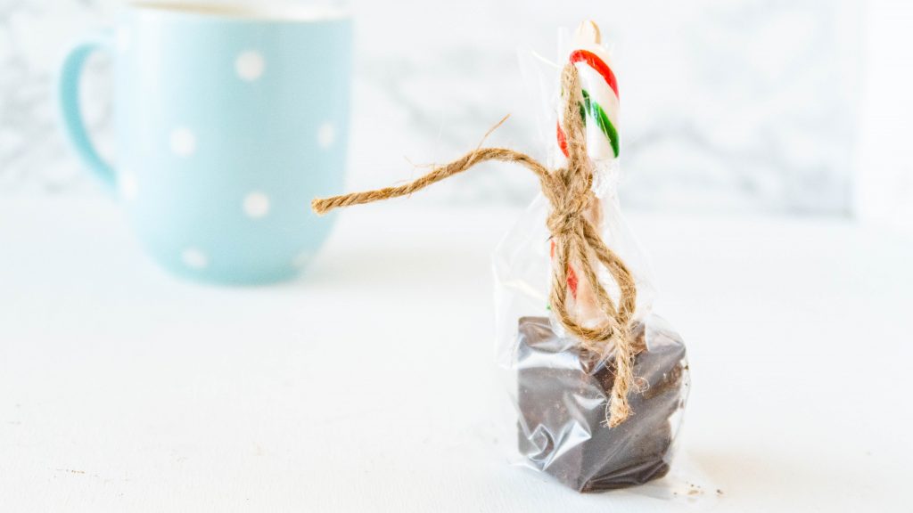 peppermint hot chocolate on a stick